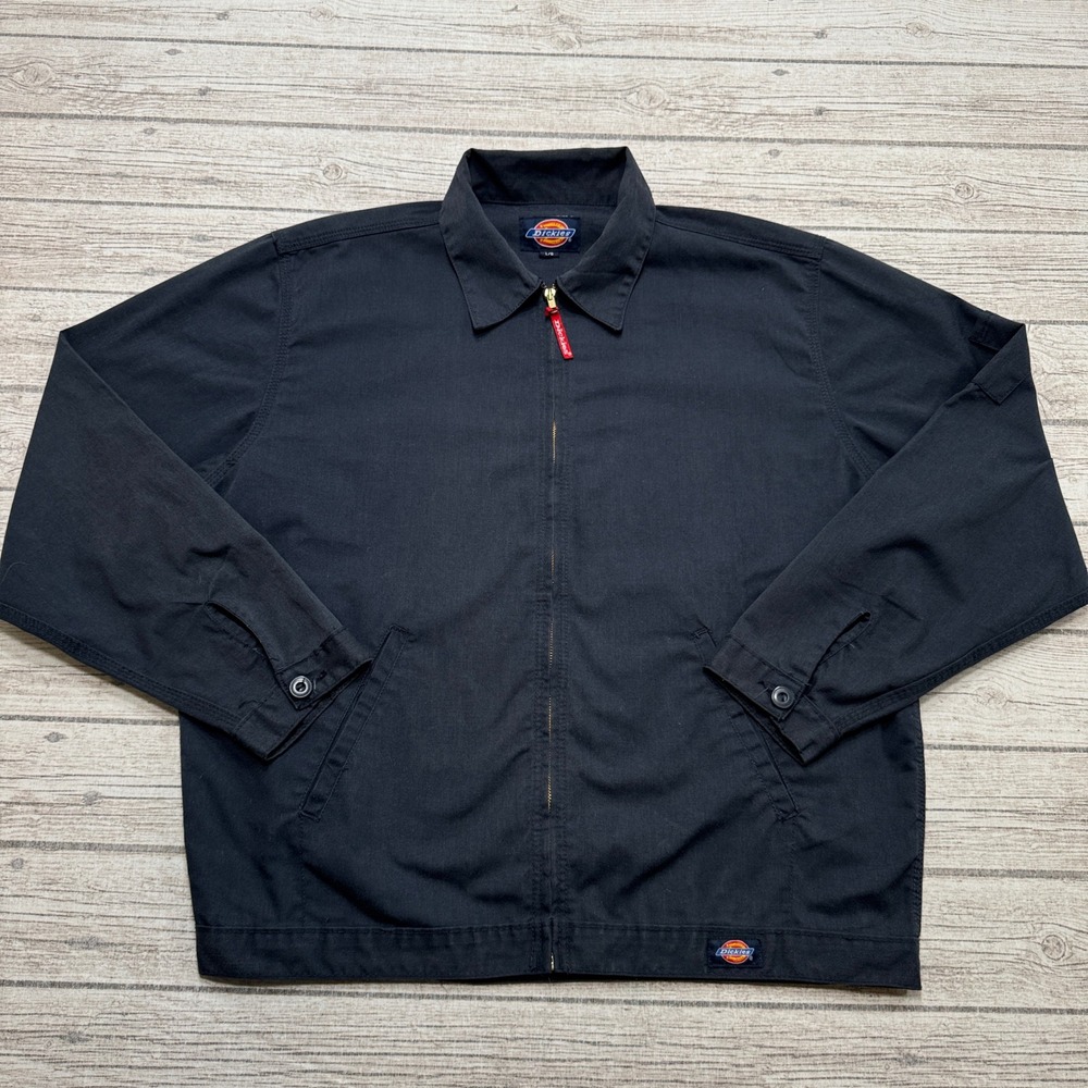 Dickies Eisenhower Jacket Men's Large Black Relaxed Fit Canvas Utility Workwear